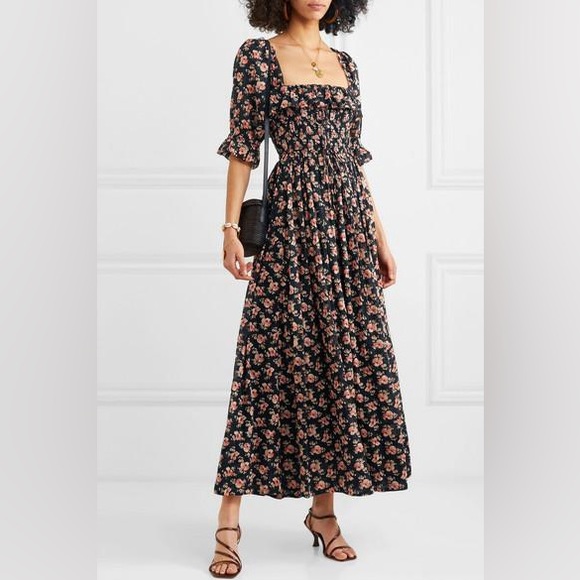 DOEN | Sol Shirred Cotton Maxi Dress in Poppy - Picture 1 of 10